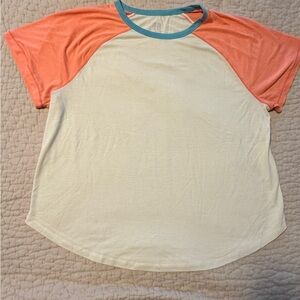 Title Nine Coral and Cream Short Sleeve Tee